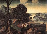 PATENIER, Joachim Landscape with St John the Baptist Preaching a painting